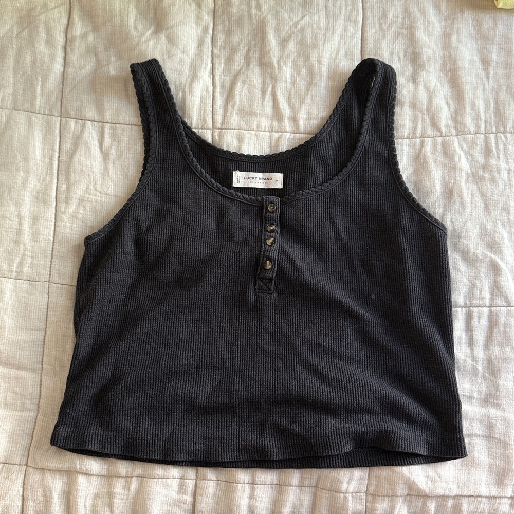 Lucky Brand Charcoal Buttoned Top